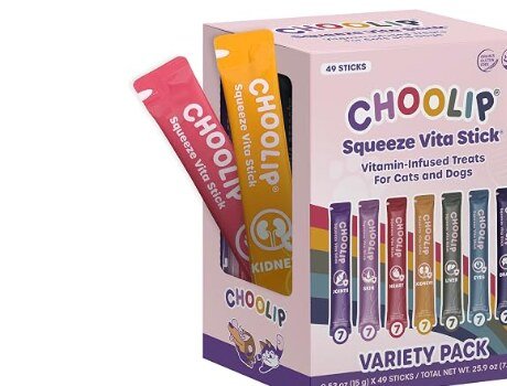 Choolip Squeeze Vita Stick lickable cat treat variety pack box
