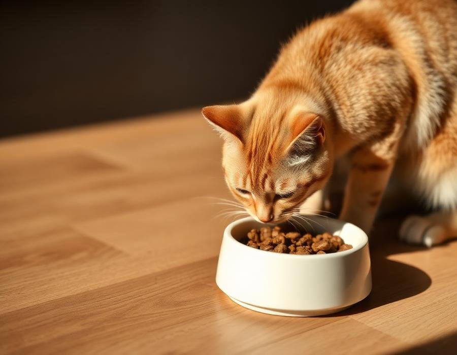 Cat food and water bowls set up as part of new-cat essentials